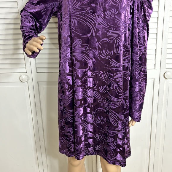 ModCloth In With the Nouveau Shift Puff Sleeves Ruffled Dress in Purple XL - Picture 4 of 13
